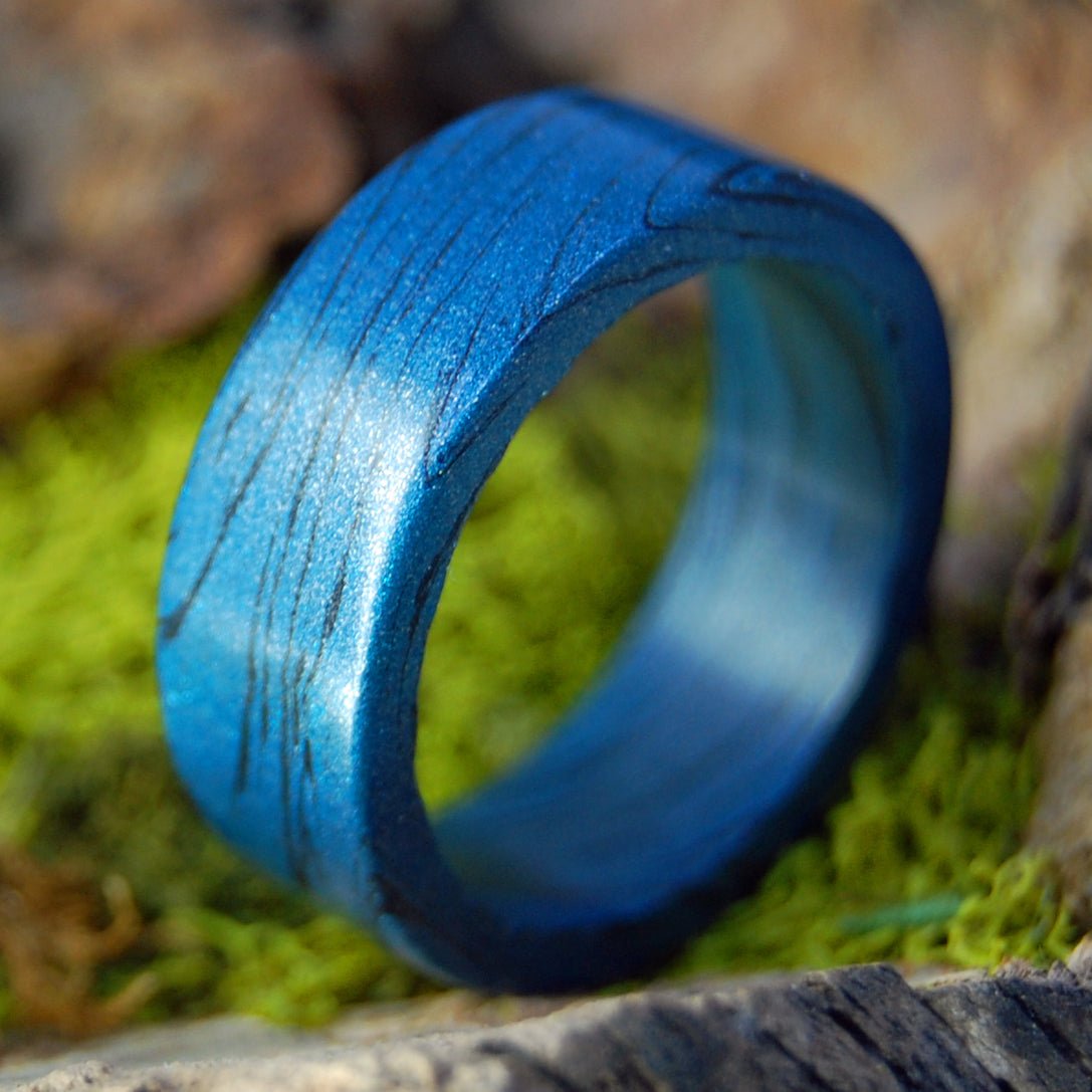 BLUE BLACK MOKUME GANE M3 Wedding Rings - How Earthy Materials Like M3, Dirt and Rocks Can Symbolize Your Unique Love Story - Minter and Richter Designs