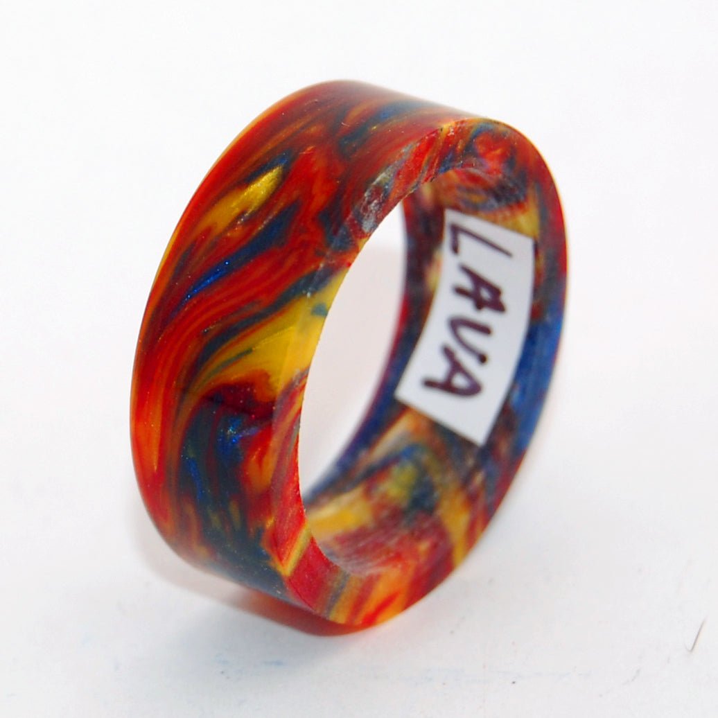LAVA BURST RESIN Wedding Rings - How Earthy Materials Like Colorful Stones Can Symbolize Your Unique Love Story - Minter and Richter Designs