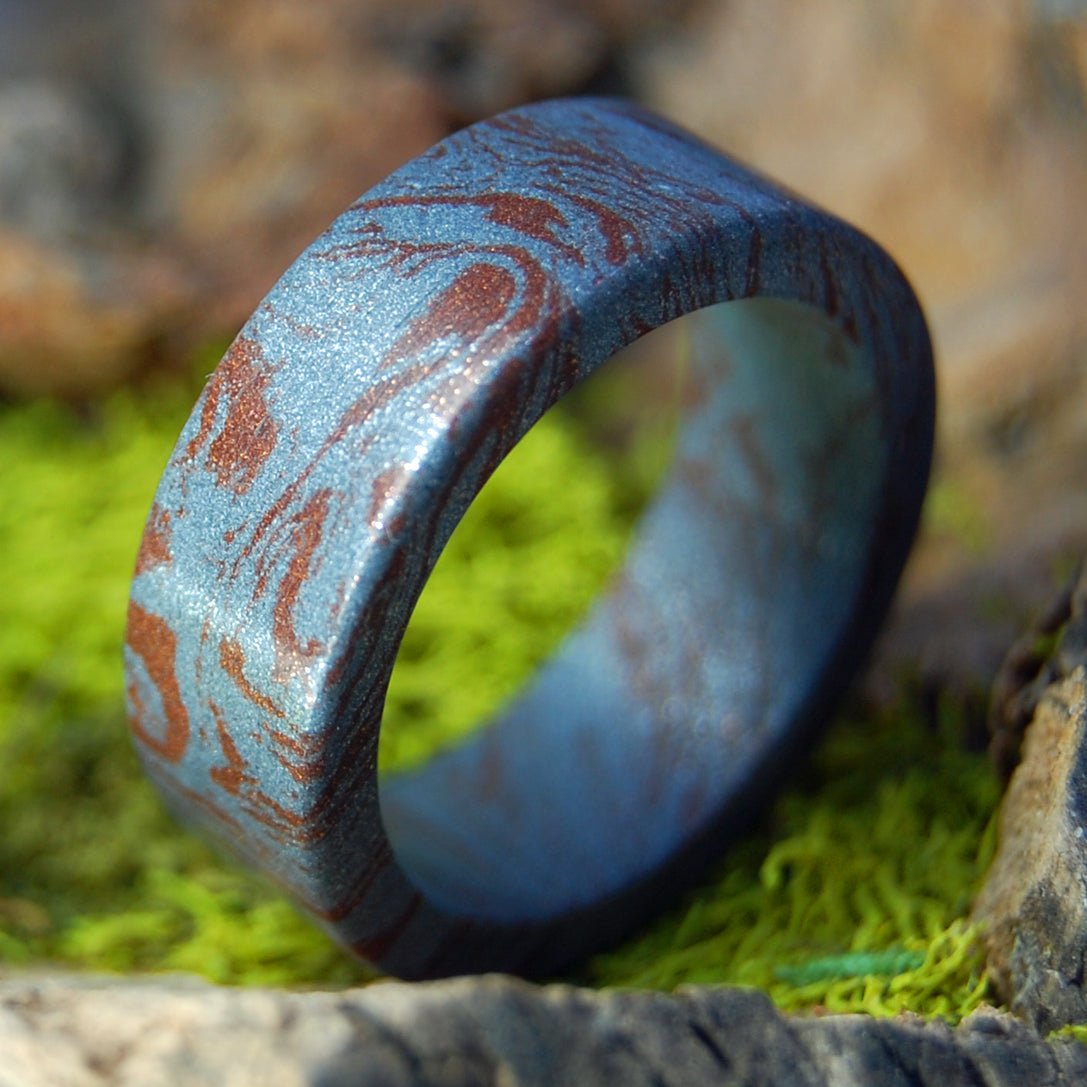 SILVER COPPER MOKUME GANE M3 Wedding Rings - How Earthy Materials Like M3, Dirt and Rocks Can Symbolize Your Unique Love Story - Minter and Richter Designs