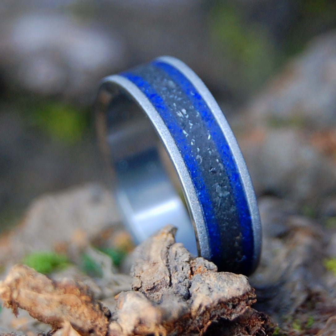 1977 CHEVY SANDBLASTED | Men's Crushed Sodalite Stone & Titanium Wedding Ring - Minter and Richter Designs