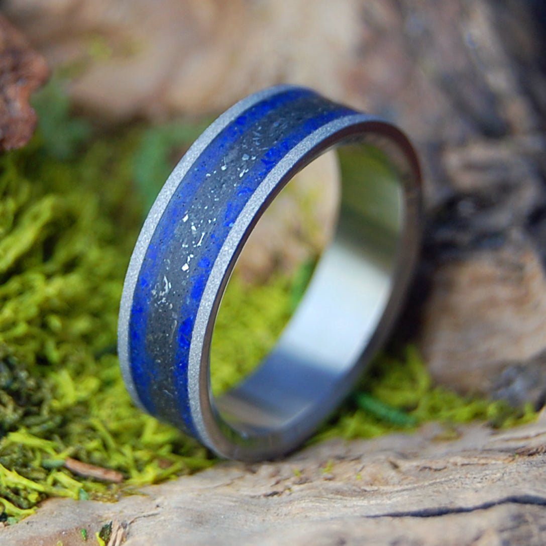 1977 CHEVY SANDBLASTED | Men's Crushed Sodalite Stone & Titanium Wedding Ring - Minter and Richter Designs