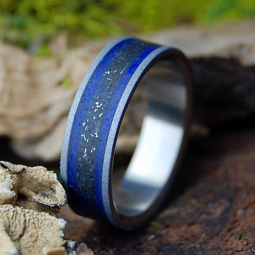 1977 CHEVY SANDBLASTED | Men's Crushed Sodalite Stone & Titanium Wedding Ring - Minter and Richter Designs