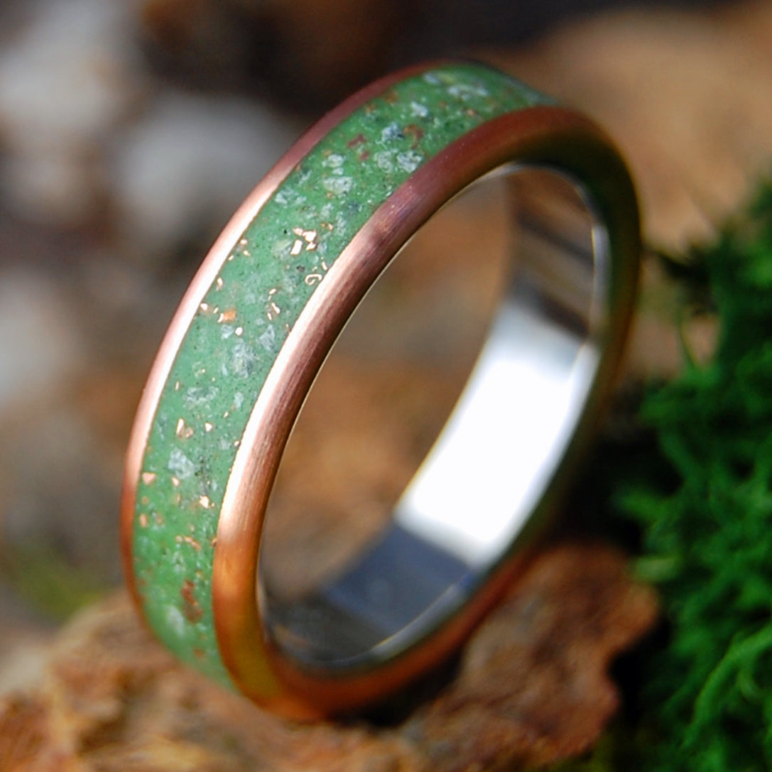 GLISTENING HILLS | Connemara Marble & Crushed Copper Women's Titanium Wedding Ring