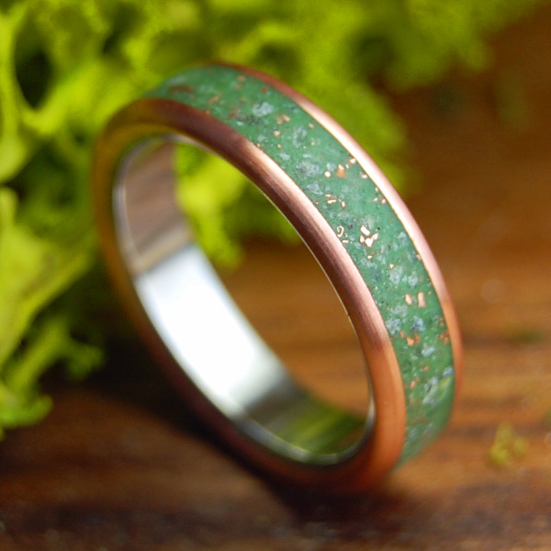 GLISTENING HILLS | Connemara Marble & Crushed Copper Women's Titanium Wedding Ring