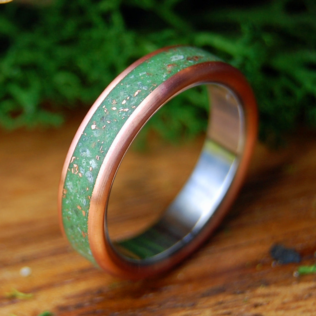 GLISTENING HILLS | Connemara Marble & Crushed Copper Women's Titanium Wedding Ring