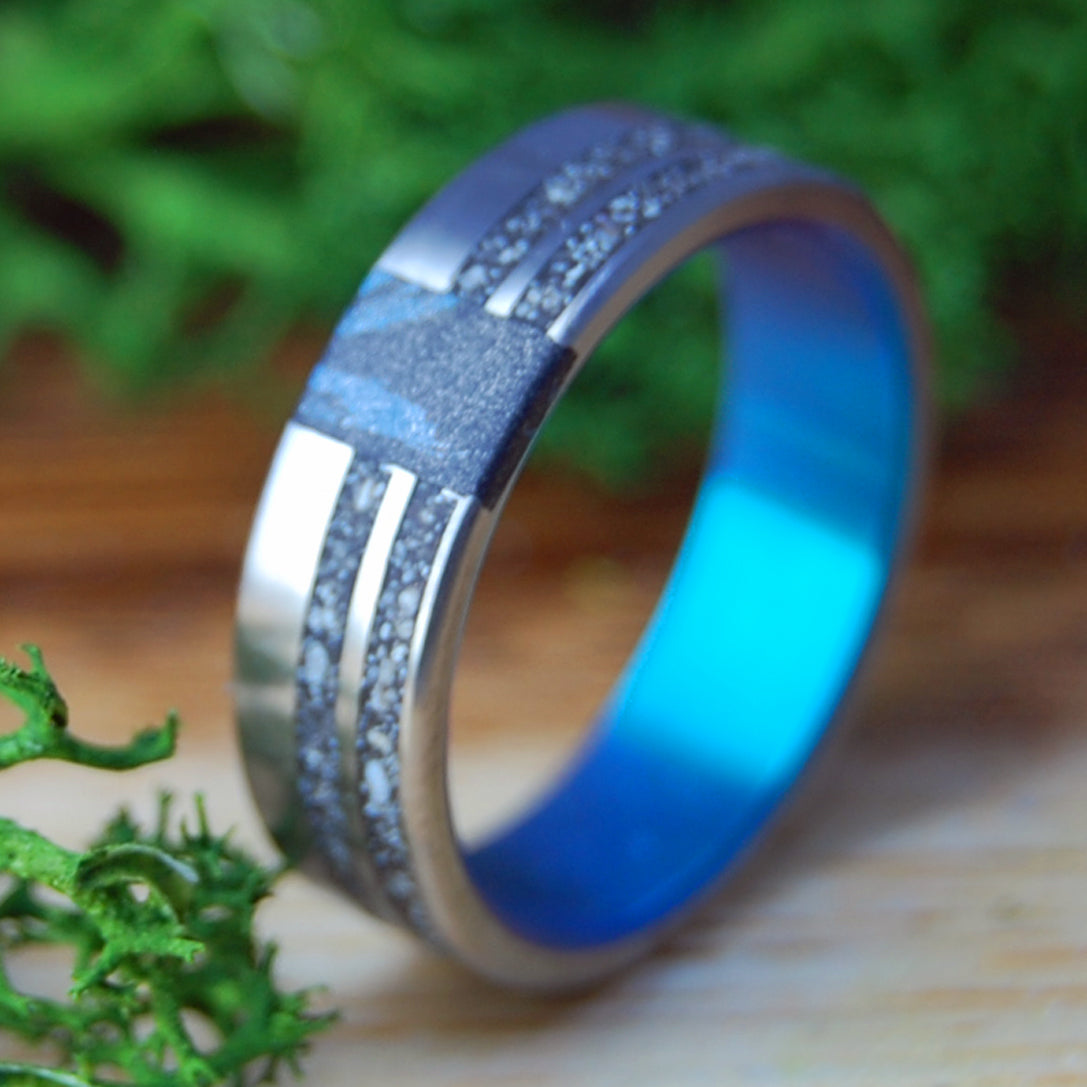 CARIBBEAN CORRIDOR | Men's Jamaica, Barbados, Trinidad Beach Sand, Mokume Gane & Titanium Wedding Ring