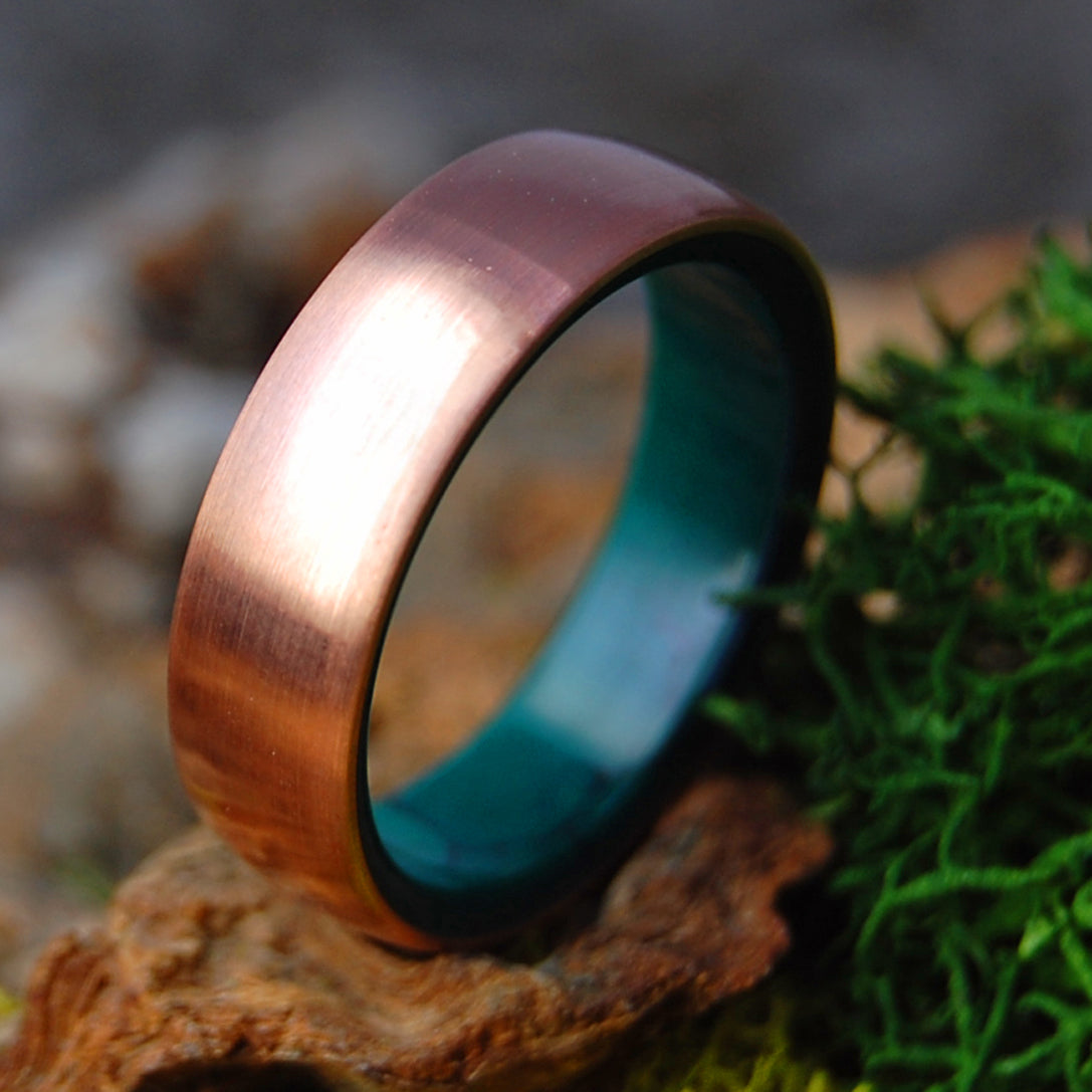 DOMED MOXIE | Men's Copper, Jade & Titanium Wedding Ring