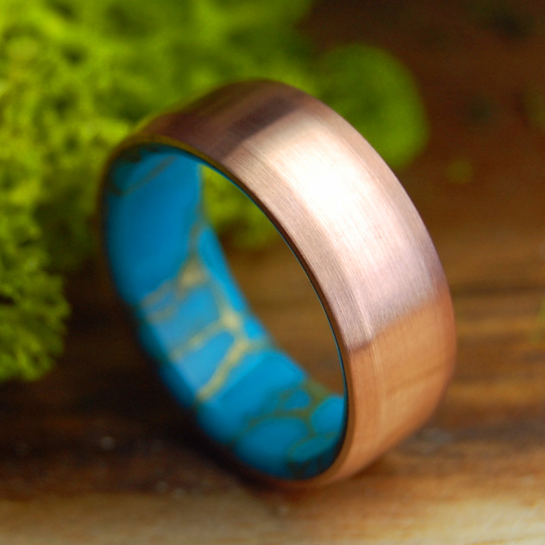GOLD WEBBED COPPER | Men's Copper, Tibetan Turquoise Wedding Ring
