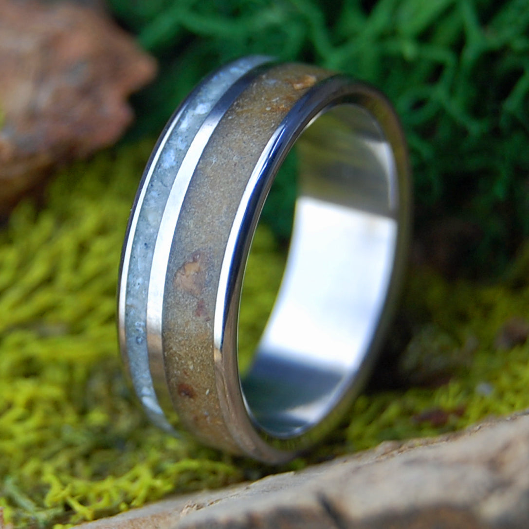 PUERTO RICO SEEDS & SHELLS OFFSET | Sea Shell, Seeds Titanium Men's Wedding Ring