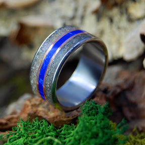 SAND COPPER AND SODALITE | Beach Sand & Stone - Men's Wedding Ring - Minter and Richter Designs