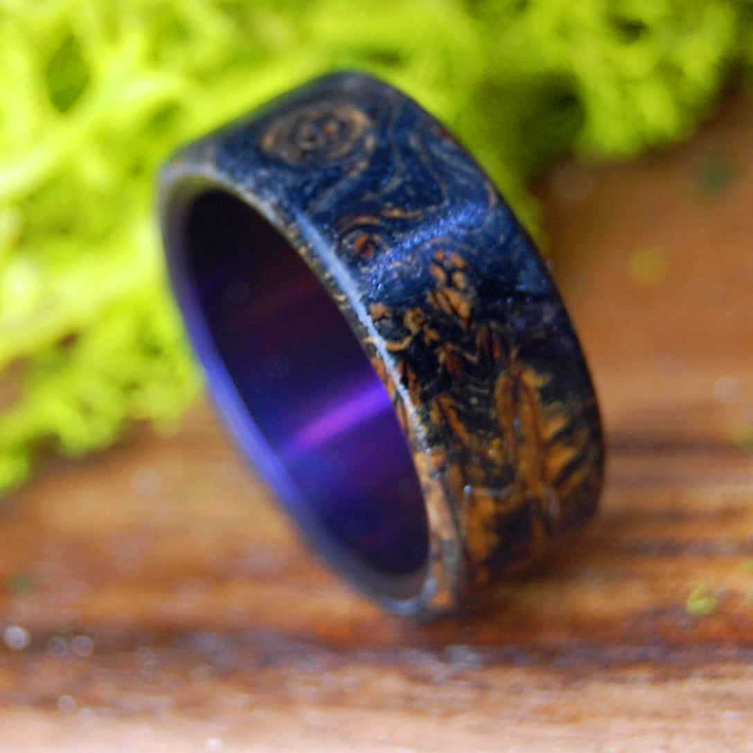 TRUE TO ME PURPLE | Men's Black Box Elder Wood & Titanium Wedding Ring