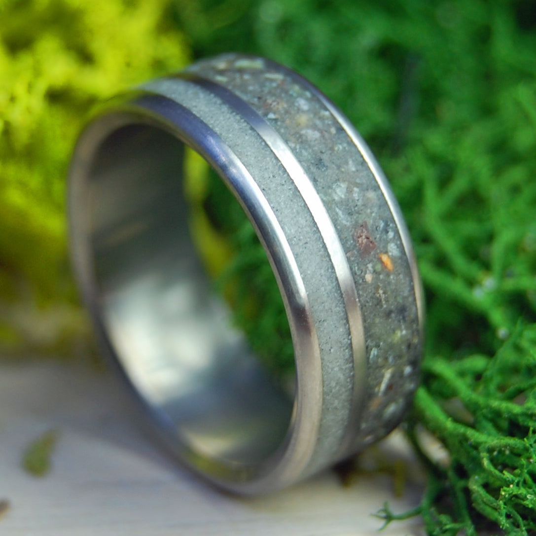 2‑Inlay Wide + Narrow Earth Memento Ring