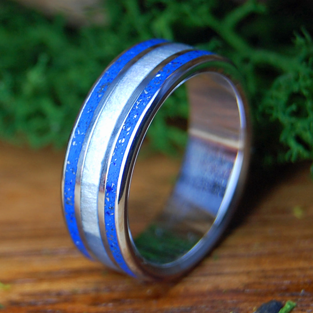 MERCEDES GUY NARROW | Men's Gray Marbled Opalescent & Inox Steel Wedding Ring