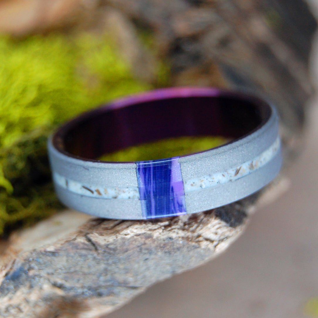 Acropolis In Charoite Storm | Men's Charoite & Titanium Engagement Ring - Minter and Richter Designs