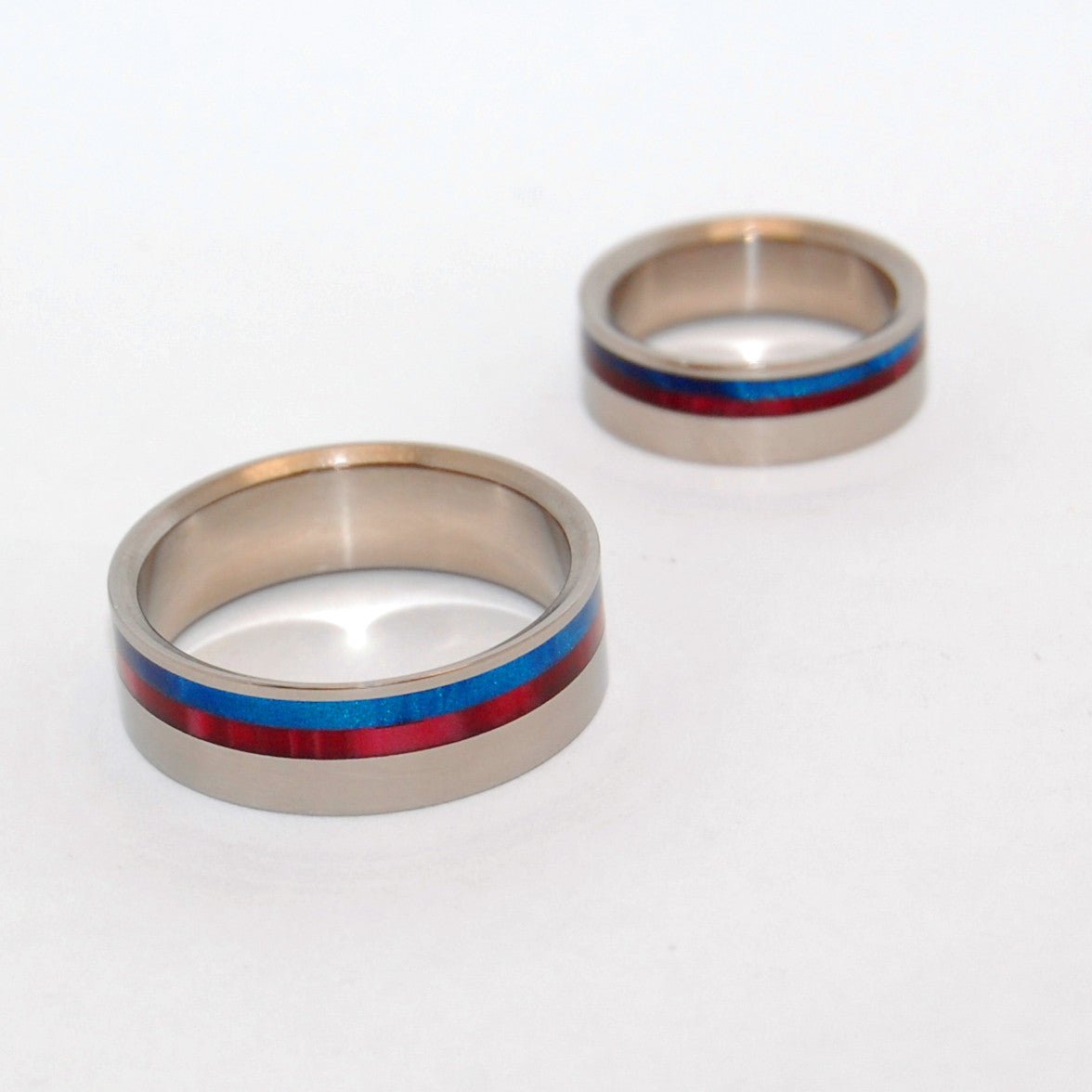 Act Of Freedom | Blue & Red Resin Wedding Ring Set - Minter and Richter Designs