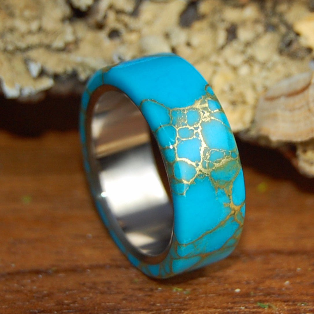ALL I WANT IS YOU AND TIBETAN TURQUOISE | Men's Tibetan Turquoise & Titanium Wedding Ring - Minter and Richter Designs