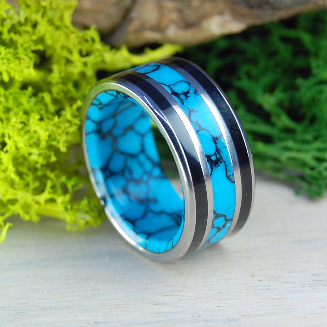 Always Reign | Men's Turquoise, Onyx & Titanium Wedding Ring - Minter and Richter Designs