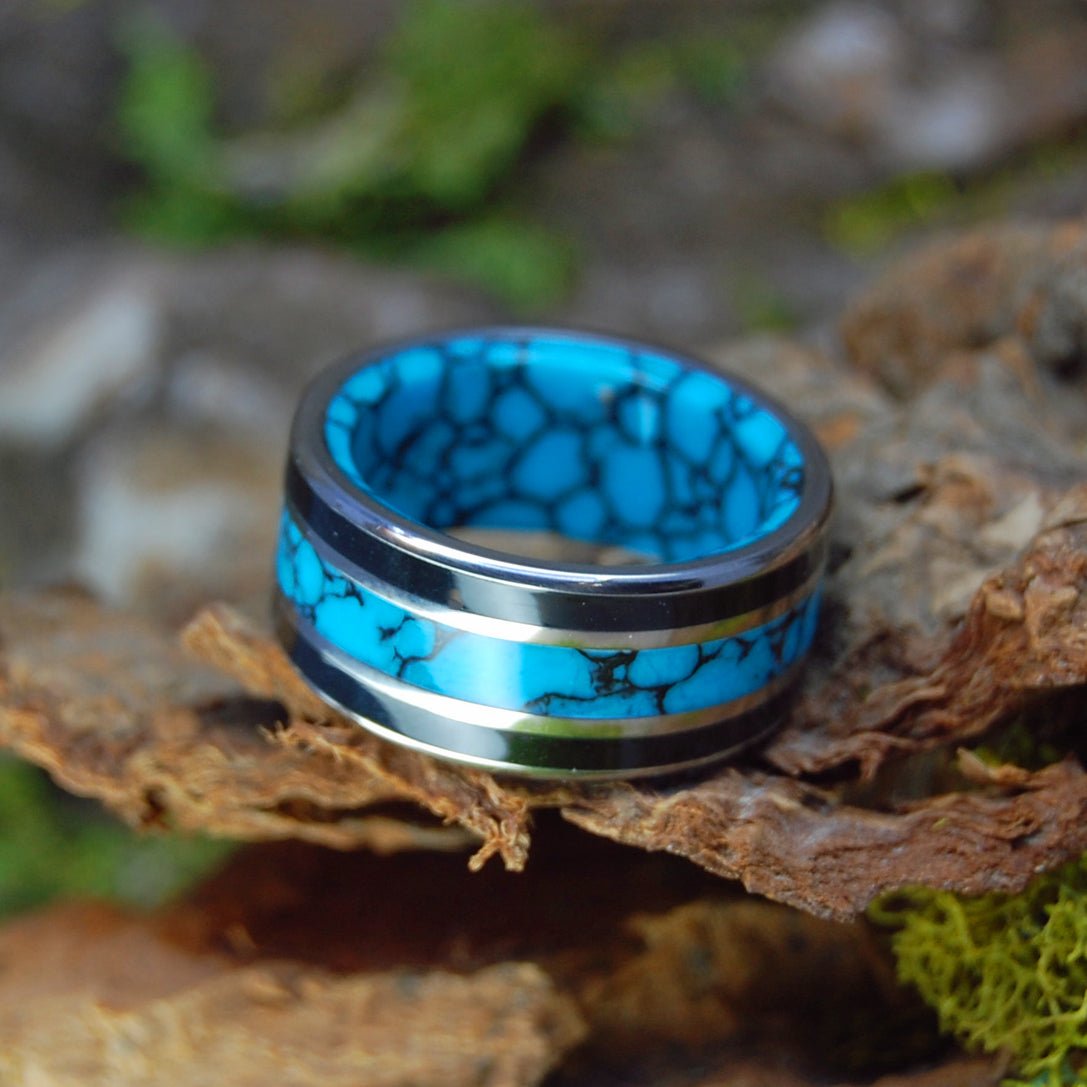 Always Reign | Men's Turquoise, Onyx & Titanium Wedding Ring - Minter and Richter Designs