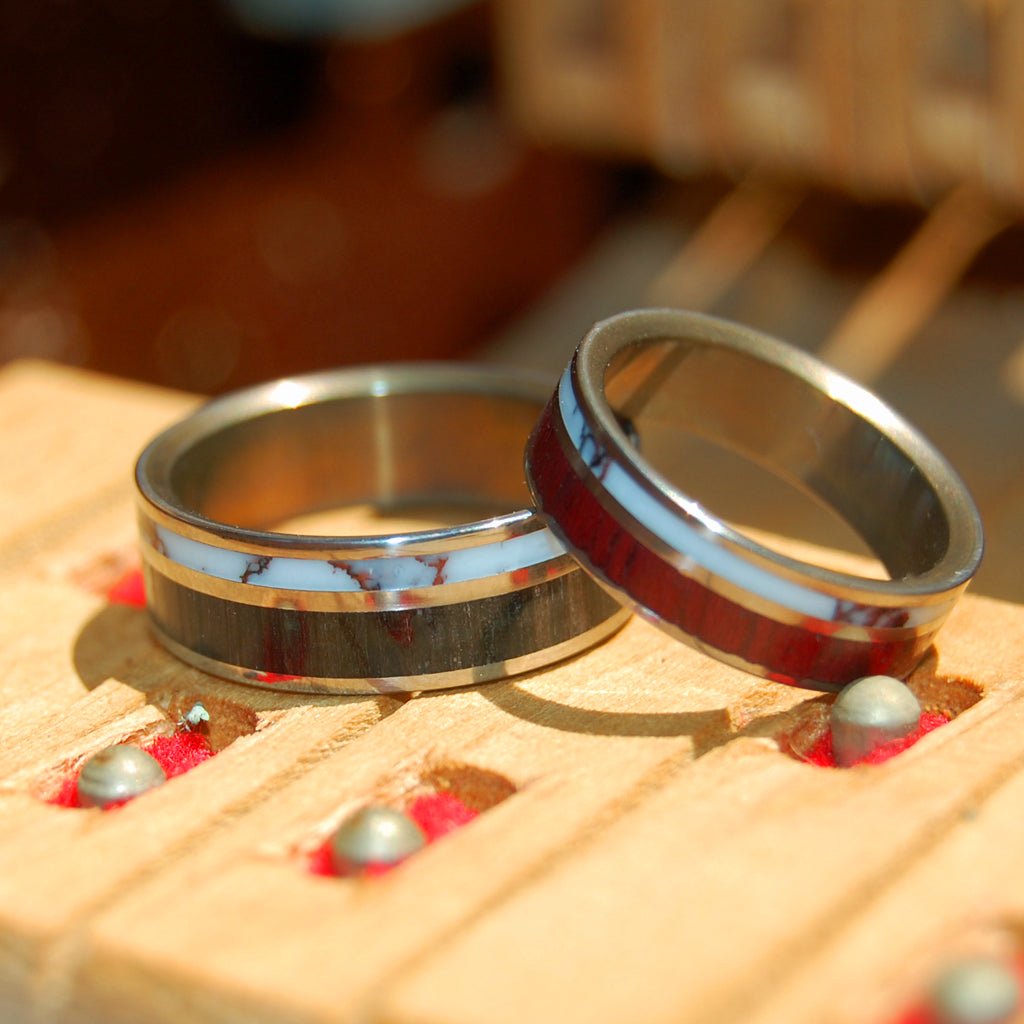 Ancient Wild Horse | Purple Heart Wood & Titanium Wedding Ring - Minter and Richter Designs