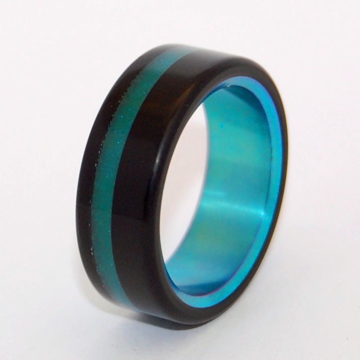 Aqua Marine Tron | Size 9.5 At 7.9mm | Aqua Marine Resin | Unique Wedding Band | On Sale - Minter and Richter Designs