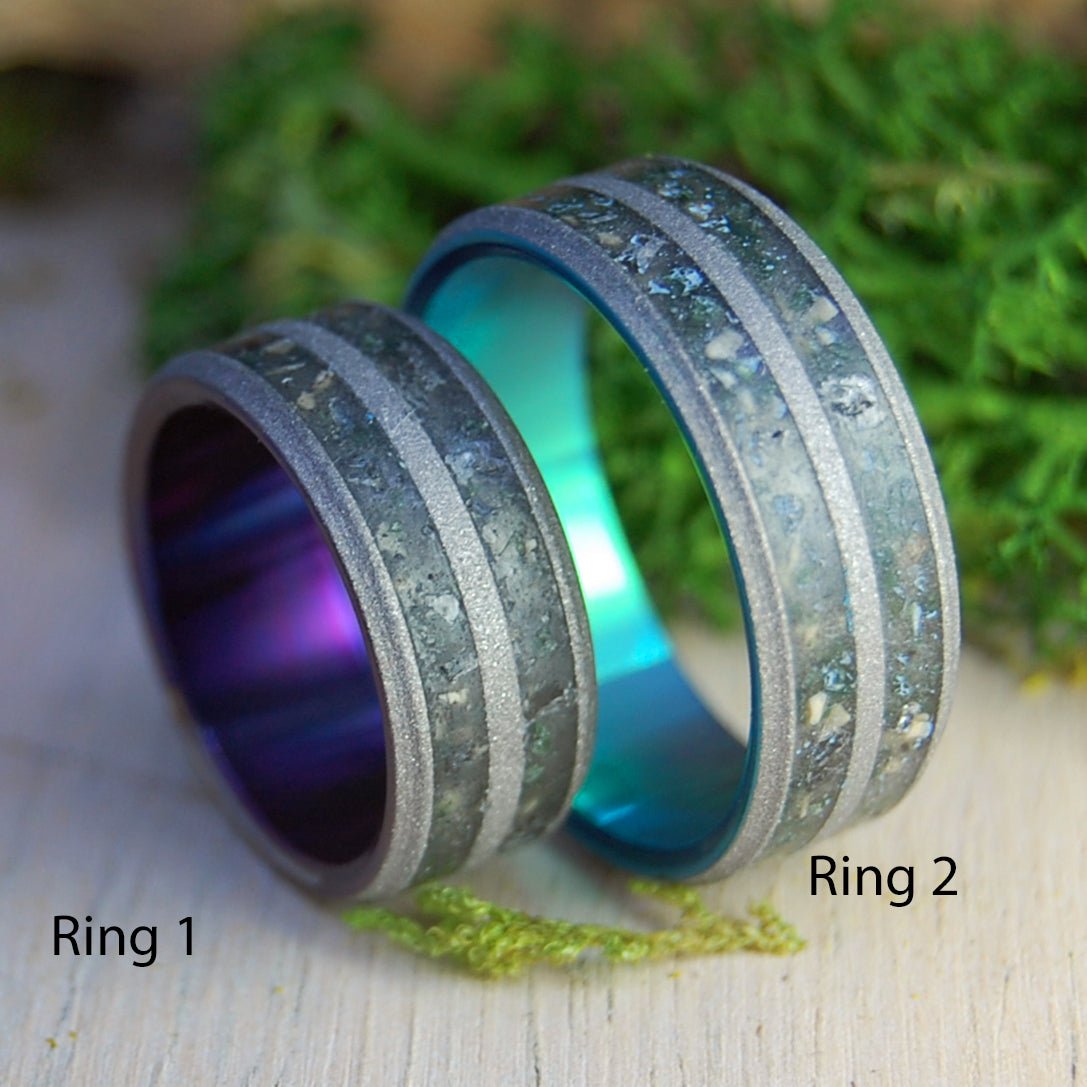 Armenian Obsidian Tomb of Christ Green and Purple | Armenian Obsidian Stone & Tomb of Christ Rocks - Unique Wedding Rings - Minter and Richter Designs
