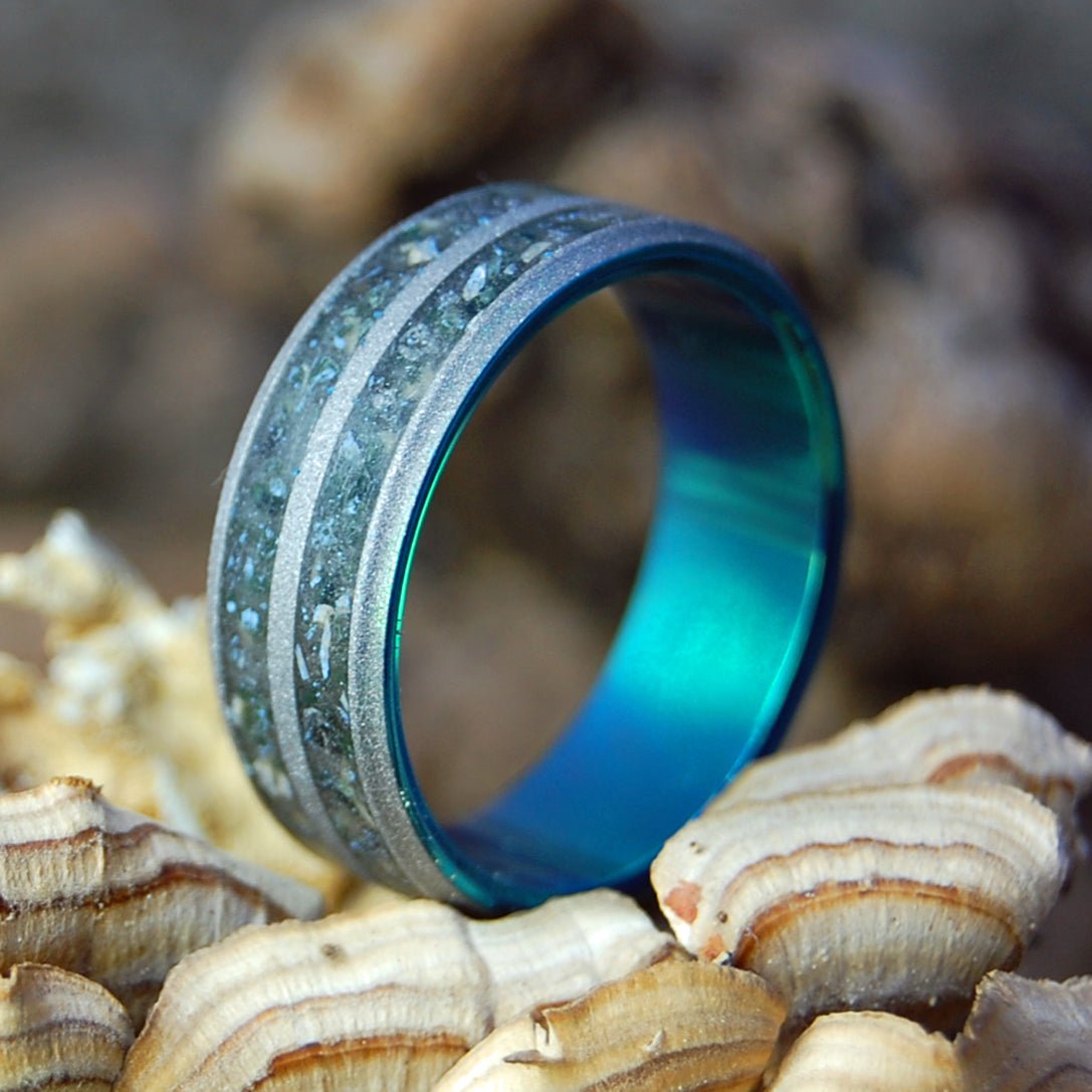 Armenian Obsidian Tomb Of Christ Green | Men's Jerusalem Earth, Armenian Obsidian & Green Wedding Ring - Minter and Richter Designs