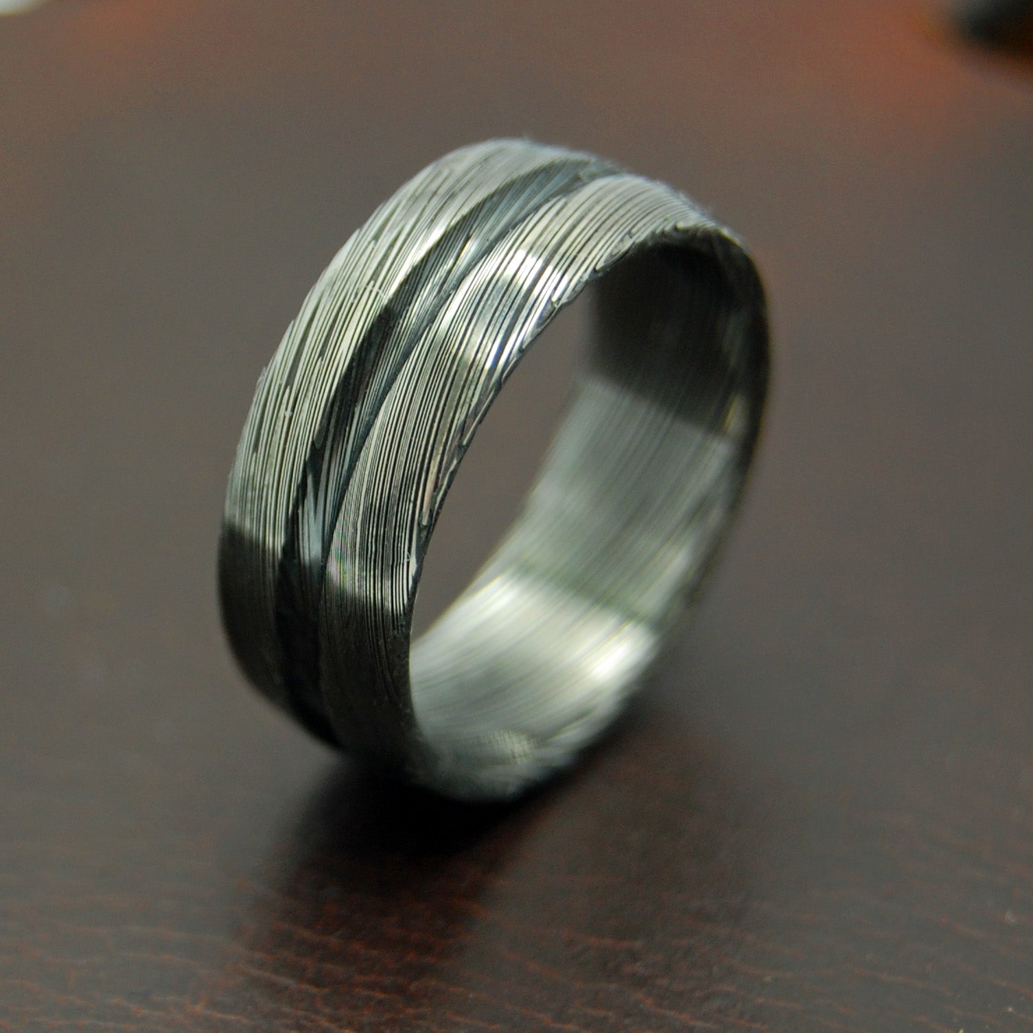 Ascend Scale | Men's Damasteel Damascus & Titanium Wedding Ring - Minter and Richter Designs