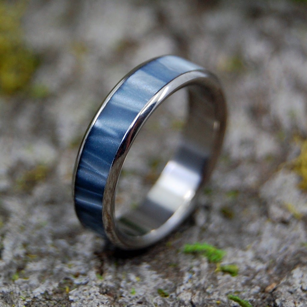 Astaire | Size 6 At 5.2mm | Gray Pearl Marbled Opalscent | Unique Mens Wedding Bands | On Sale - Minter and Richter Designs
