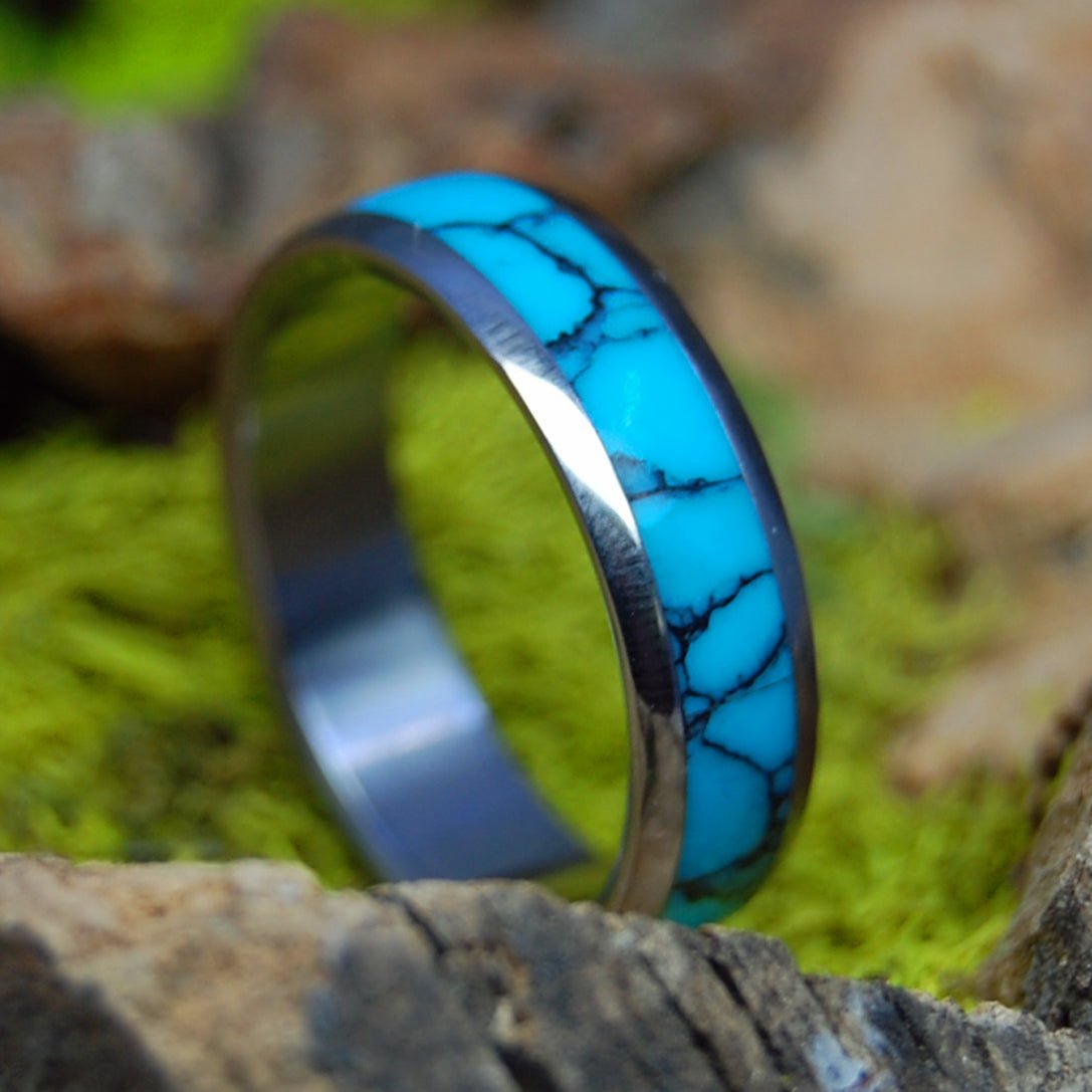 Atlantis | Men's Turquoise Stone & Titanium Wedding Ring - Minter and Richter Designs