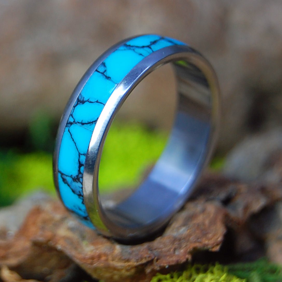 Atlantis | Men's Turquoise Stone & Titanium Wedding Ring - Minter and Richter Designs