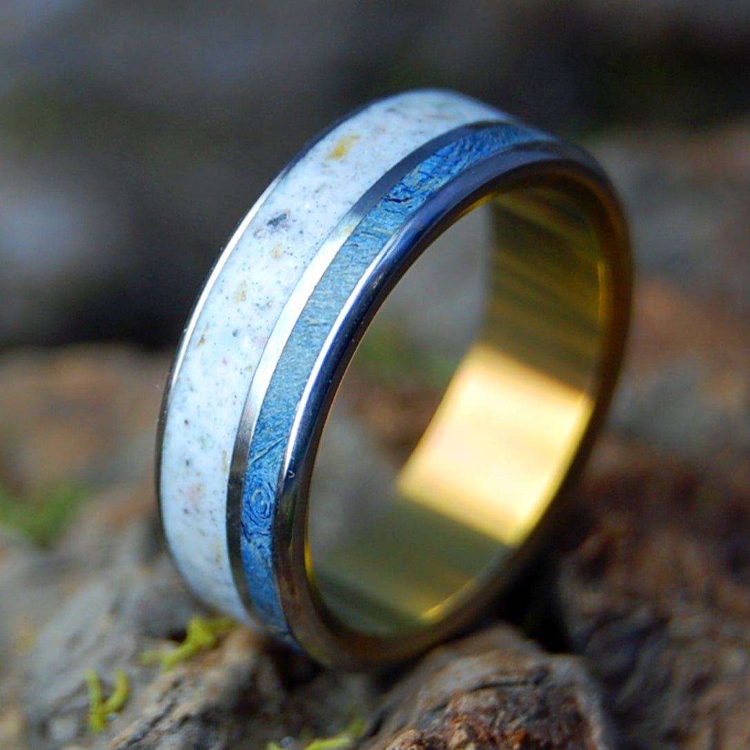 BAHIA HONDA BLUE | Men's Beach Sand, Wood & Titanium Wedding Ring - Minter and Richter Designs