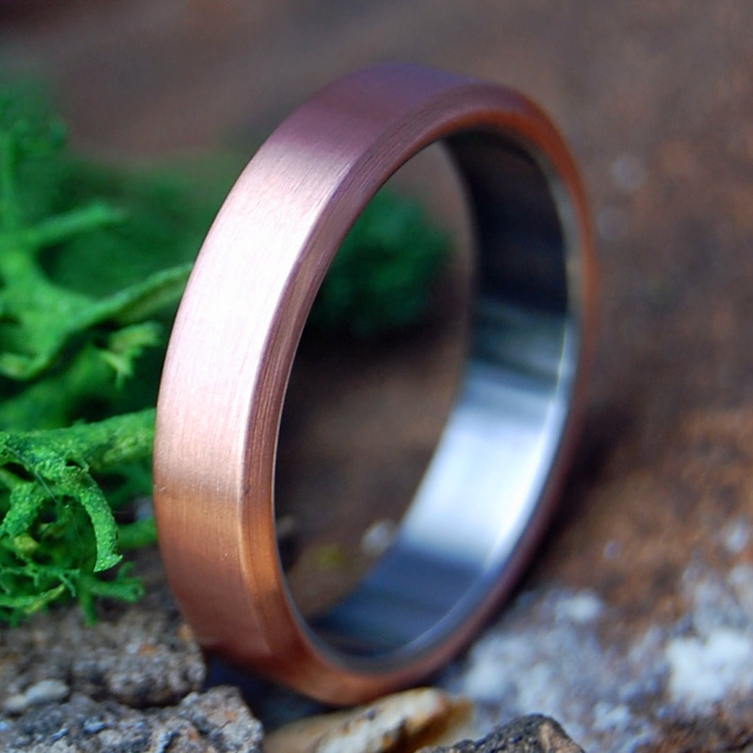 BEVELED COPPER GOD | Men's Copper, Satin & Titanium Wedding Ring - Minter and Richter Designs