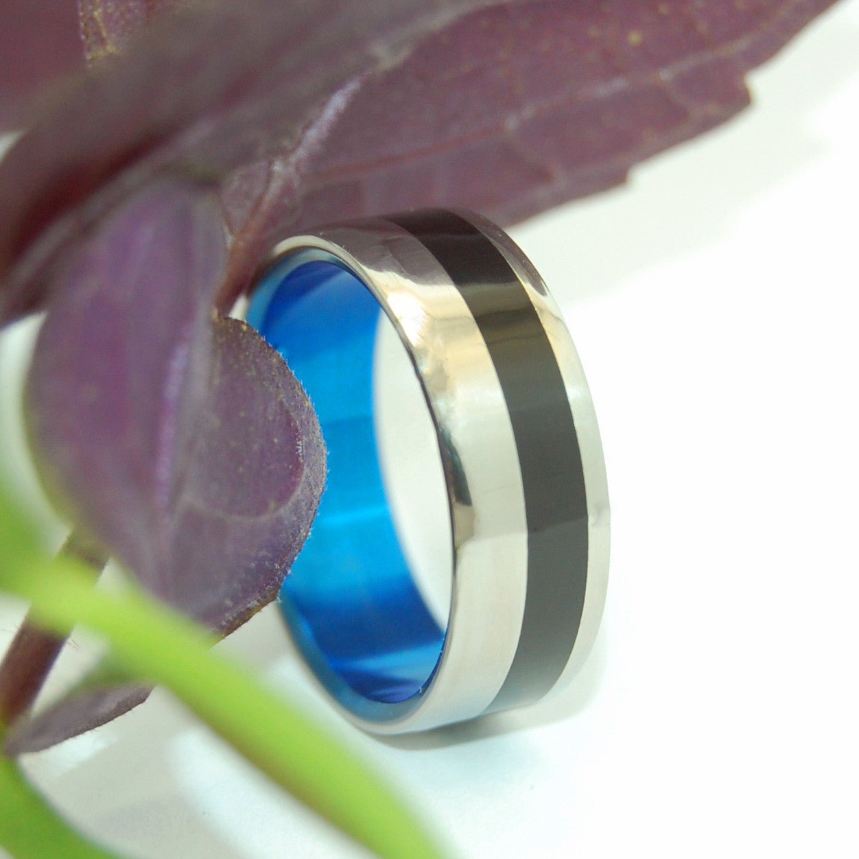 Beveled Heathcliff | Men's Water Buffalo Horn & Titanium Wedding Ring - Minter and Richter Designs