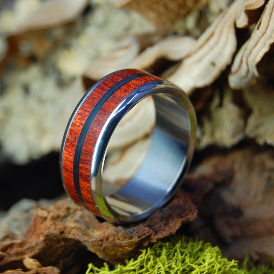 Blood & Stone | Men's Onyx Stone, Blood Wood & Titanium Wedding Ring - Minter and Richter Designs