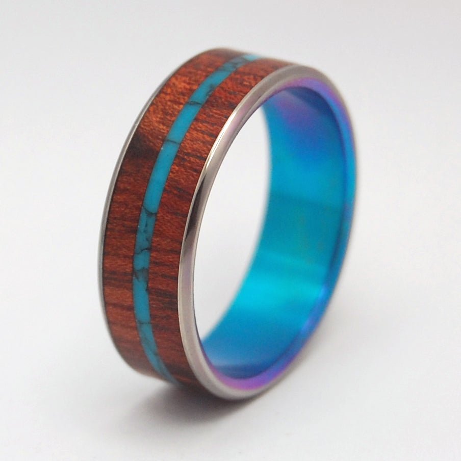 BLOODWOOD TURQUOISE | Men's Bloodwood, Turquoise & Titanium Wedding Ring - Minter and Richter Designs