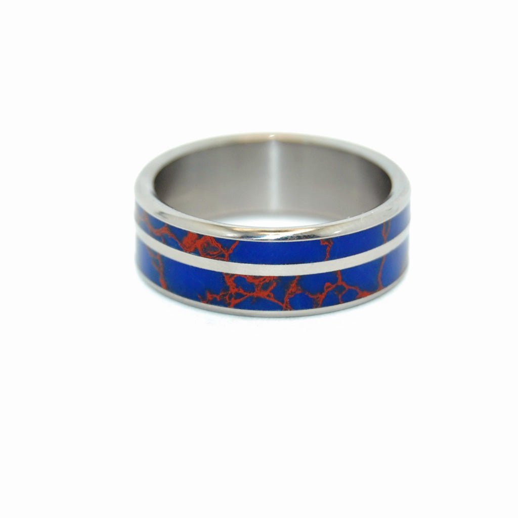 Blue Desire | Men's Blue Jasper Stone, Red Jasper Stone & Titanium Wedding Ring - Minter and Richter Designs