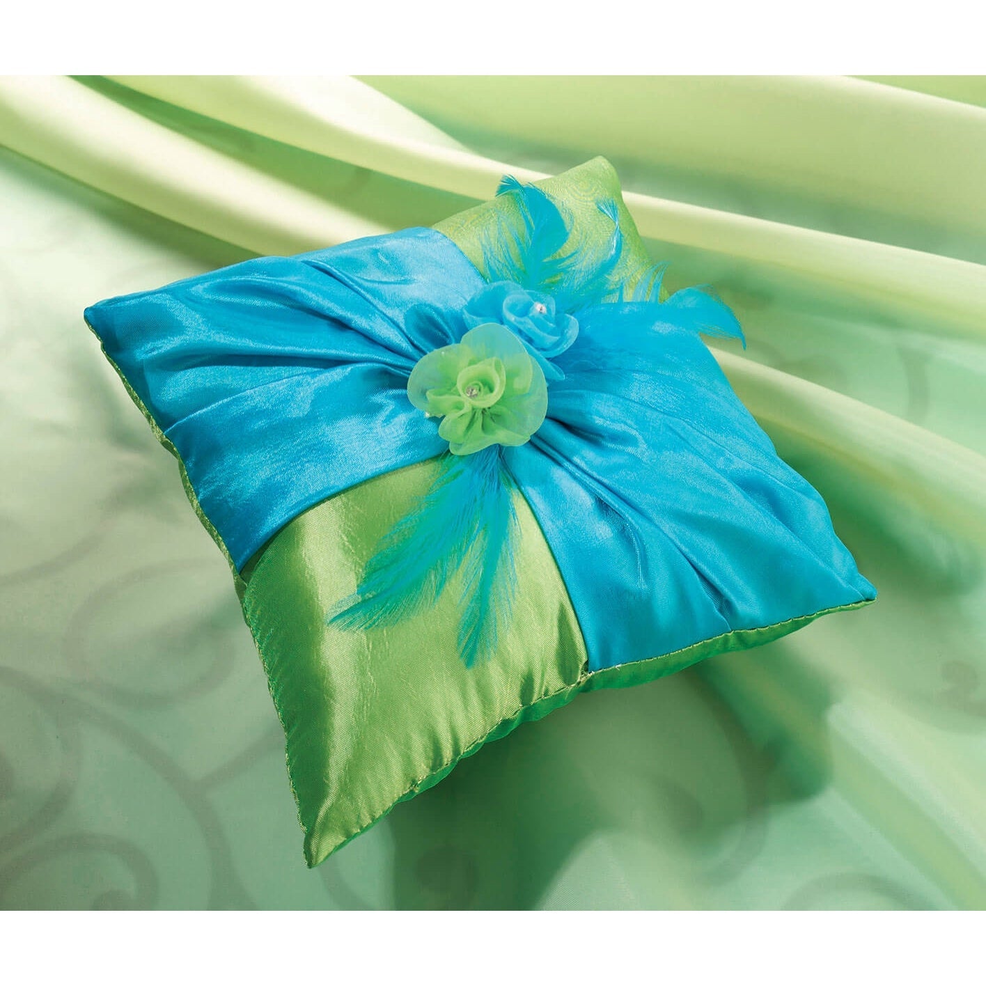 Blue Green Ring Bearer Pillow | Ring Pillow - Minter and Richter Designs