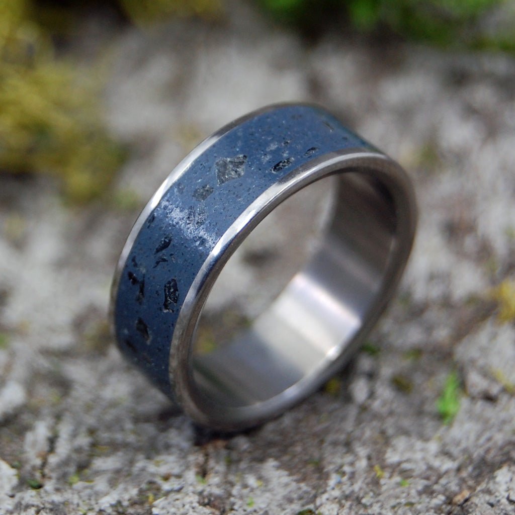 Blue Icelandic | Size 7.75 At 7mm | Icelandic Beach Sand & Titanium | Unique Mens Wedding Bands | On Sale - Minter and Richter Designs