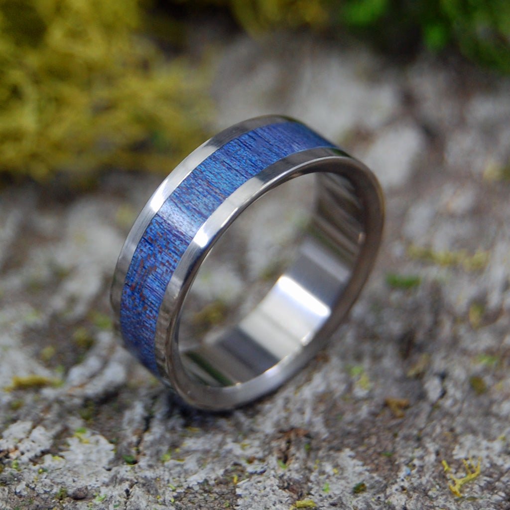Blue Maple | Size 8 At 6.4mm | Blue Maple Wood | Titanium Wedding Ring | On Sale - Minter and Richter Designs