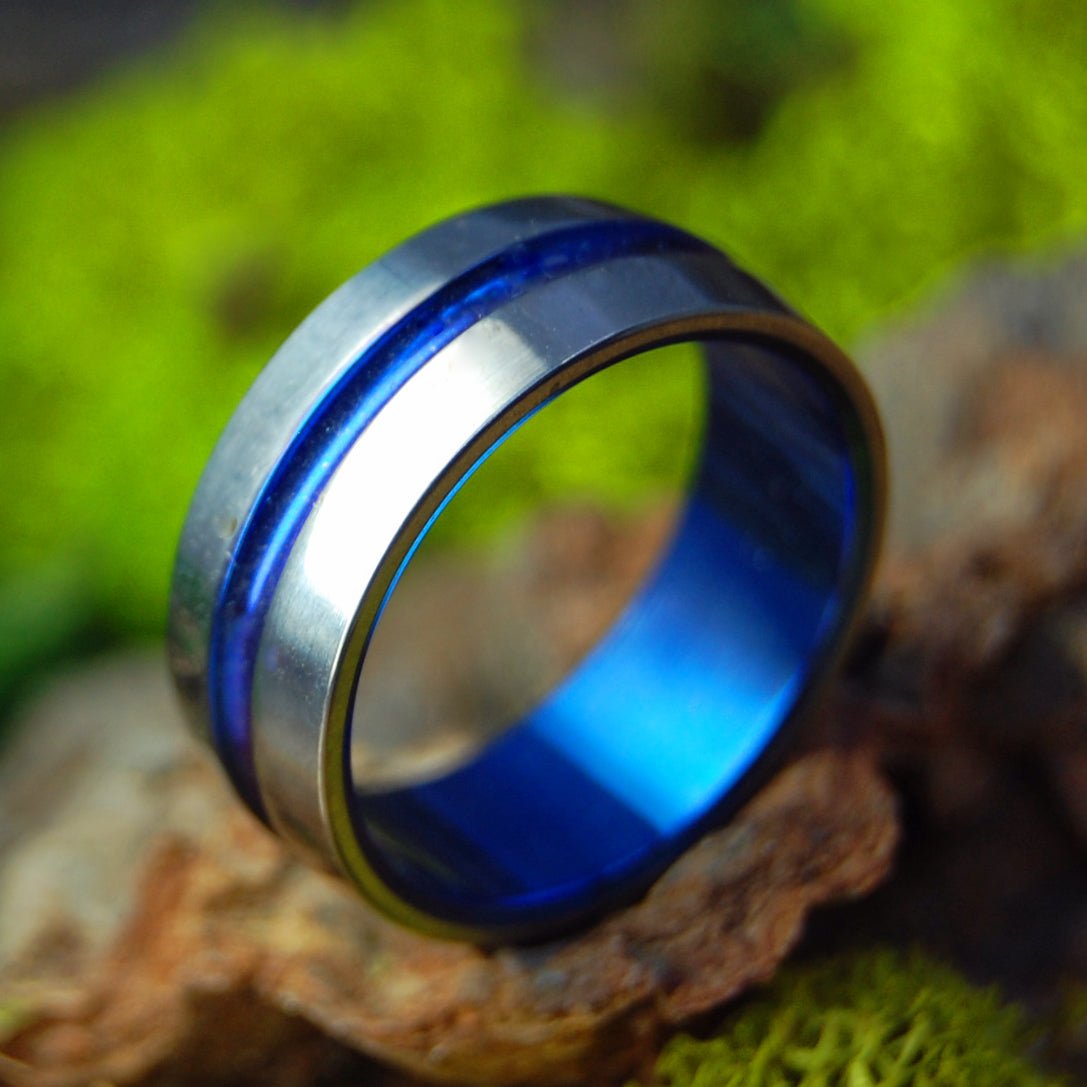 Blue Signature Flare | Size 8.75 At 8mm | Titanium Wedding Ring | On Sale - Minter and Richter Designs