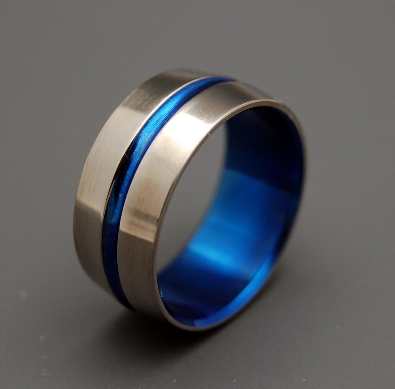 Blue Signature Ring | Men's Blue Anodized Titanium Wedding Ring - Minter and Richter Designs