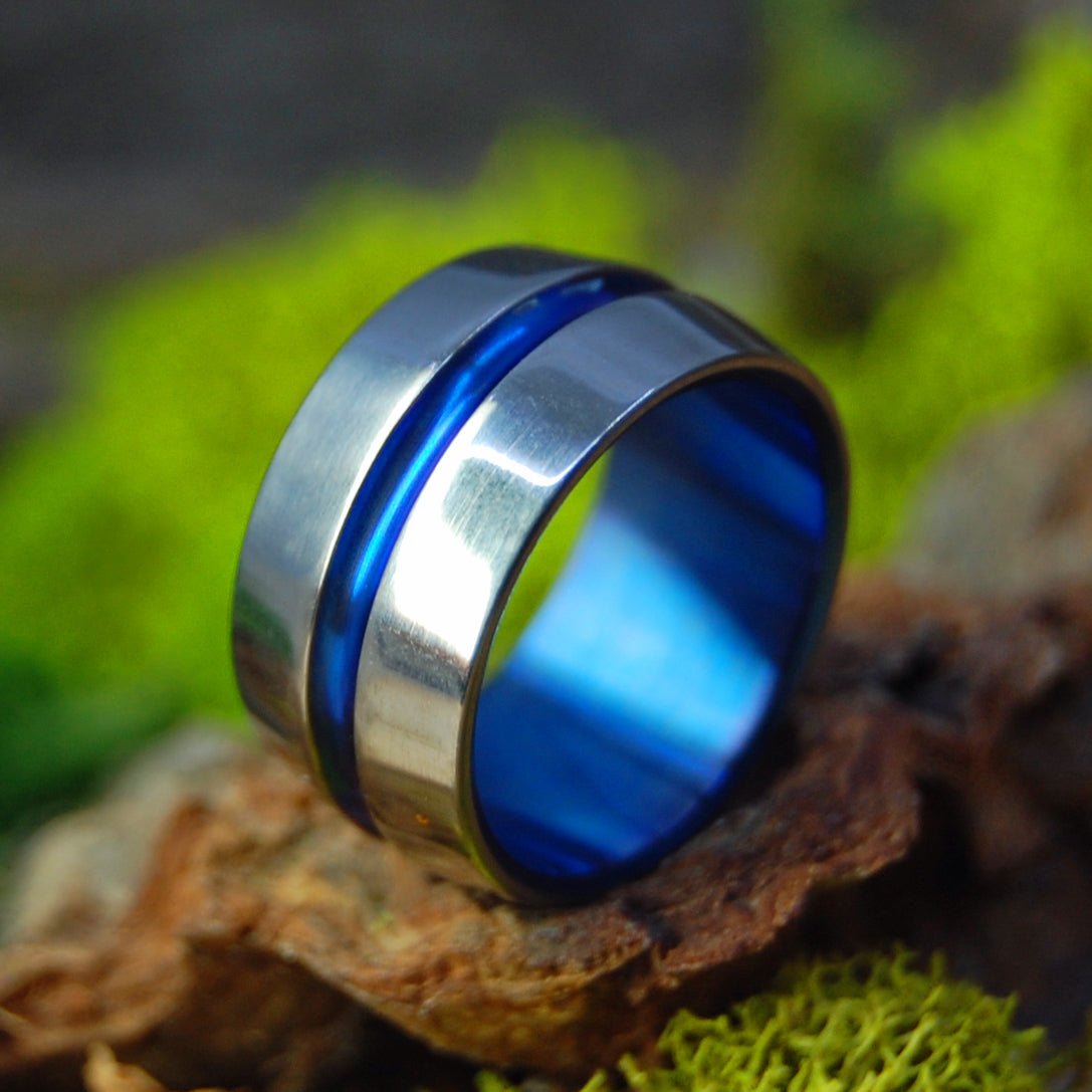 Blue Signature | Size 5 At 9.5mm | Titanium Wedding Ring | On Sale - Minter and Richter Designs