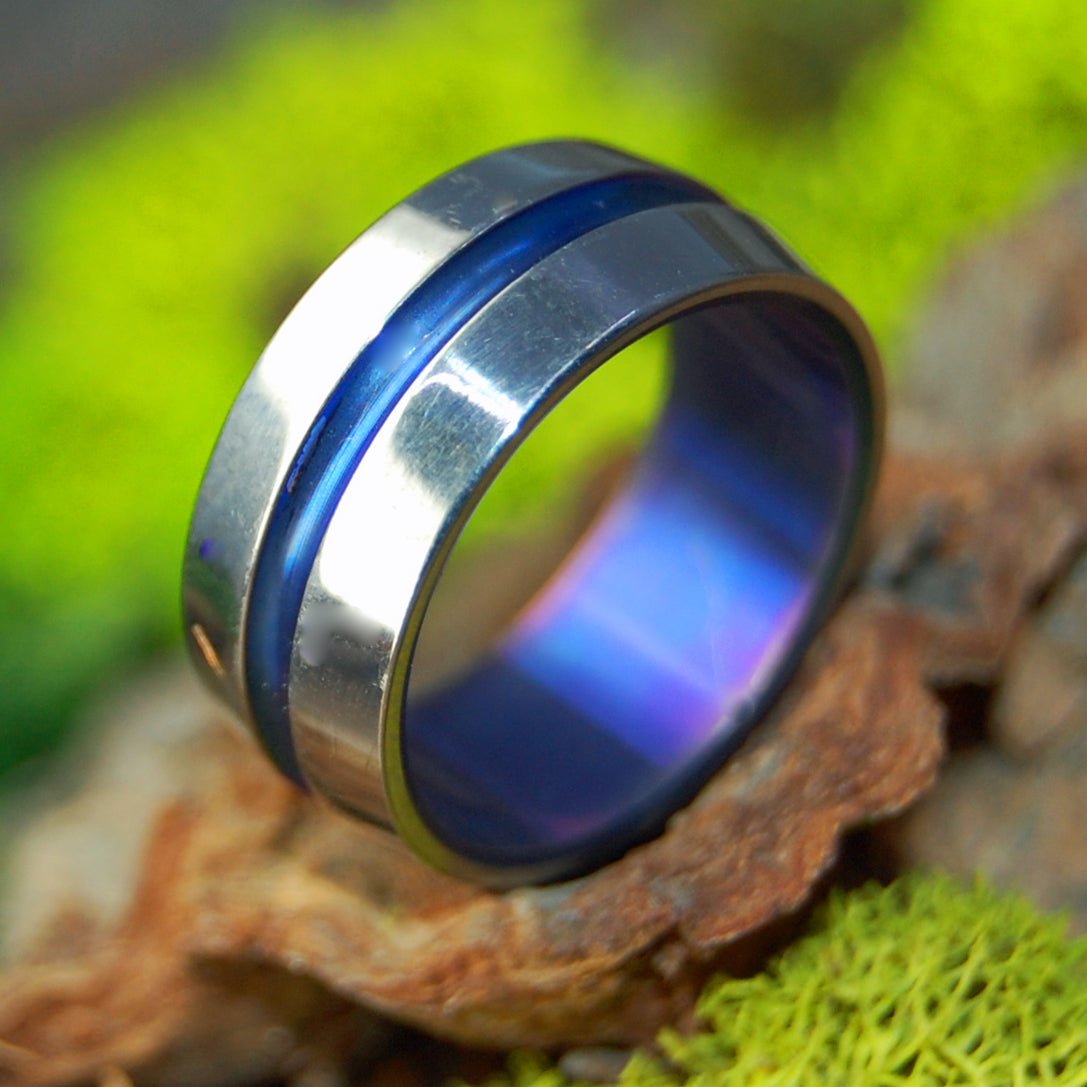 Blue Signature | Size 6.5 At 8mm | Titanium Wedding Ring | On Sale - Minter and Richter Designs