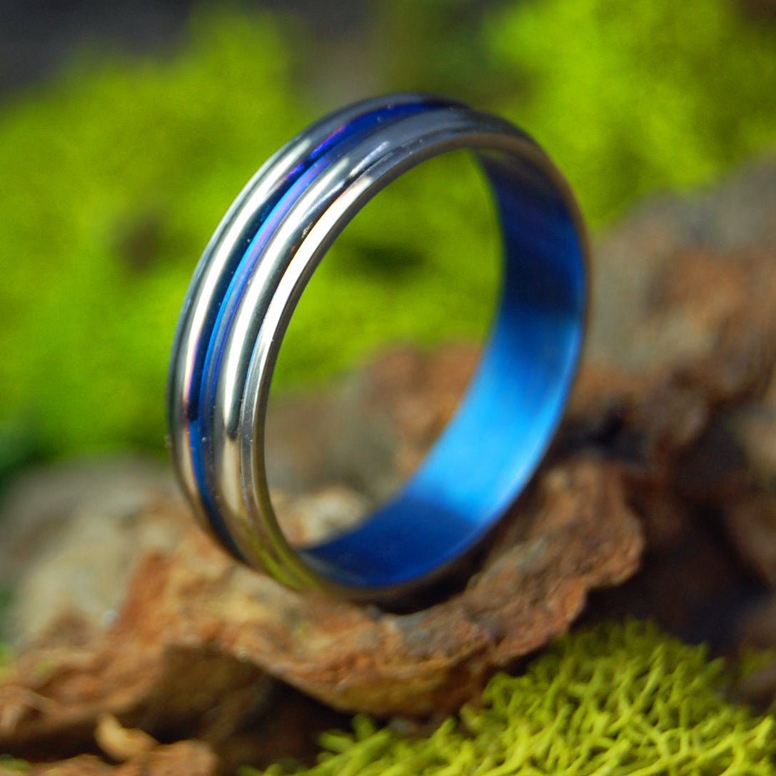 Blue Signature with Flare | Size 10.75 At 5mm | Titanium Wedding Ring | On Sale - Minter and Richter Designs