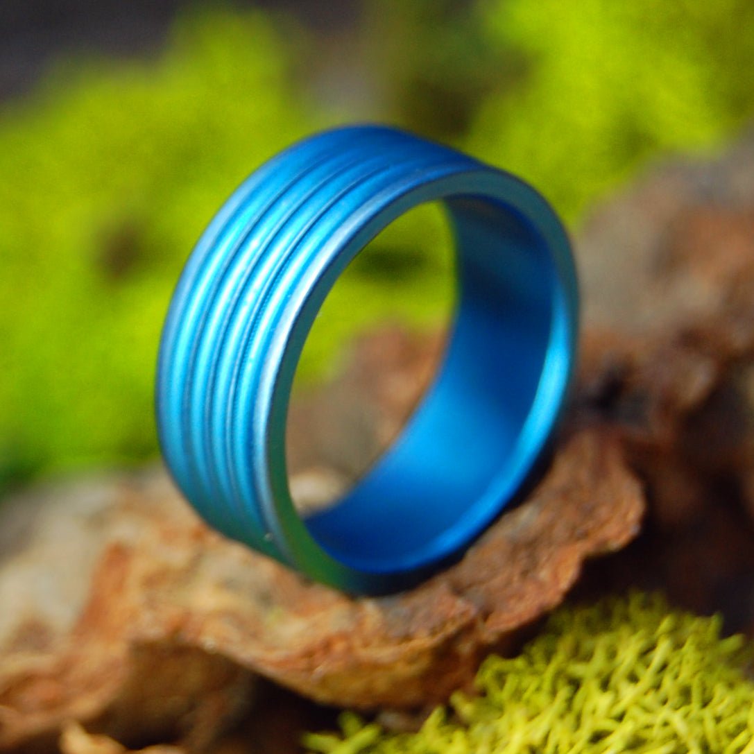 Blue | Size 5 At 6.4mm | Titanium Wedding Ring | On Sale - Minter and Richter Designs