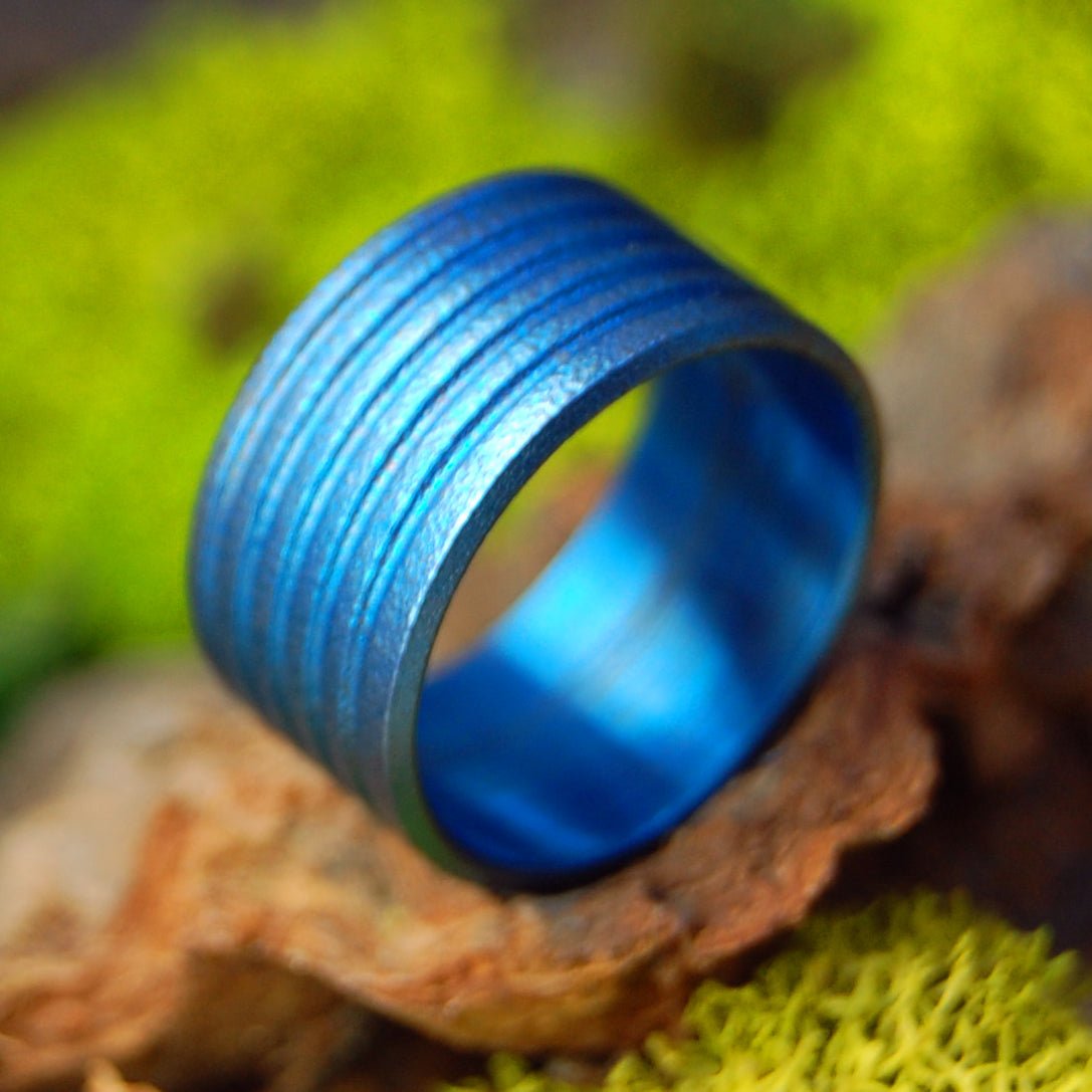 Blue | Size 5.75 At 9.5mm | Titanium Wedding Ring | On Sale - Minter and Richter Designs