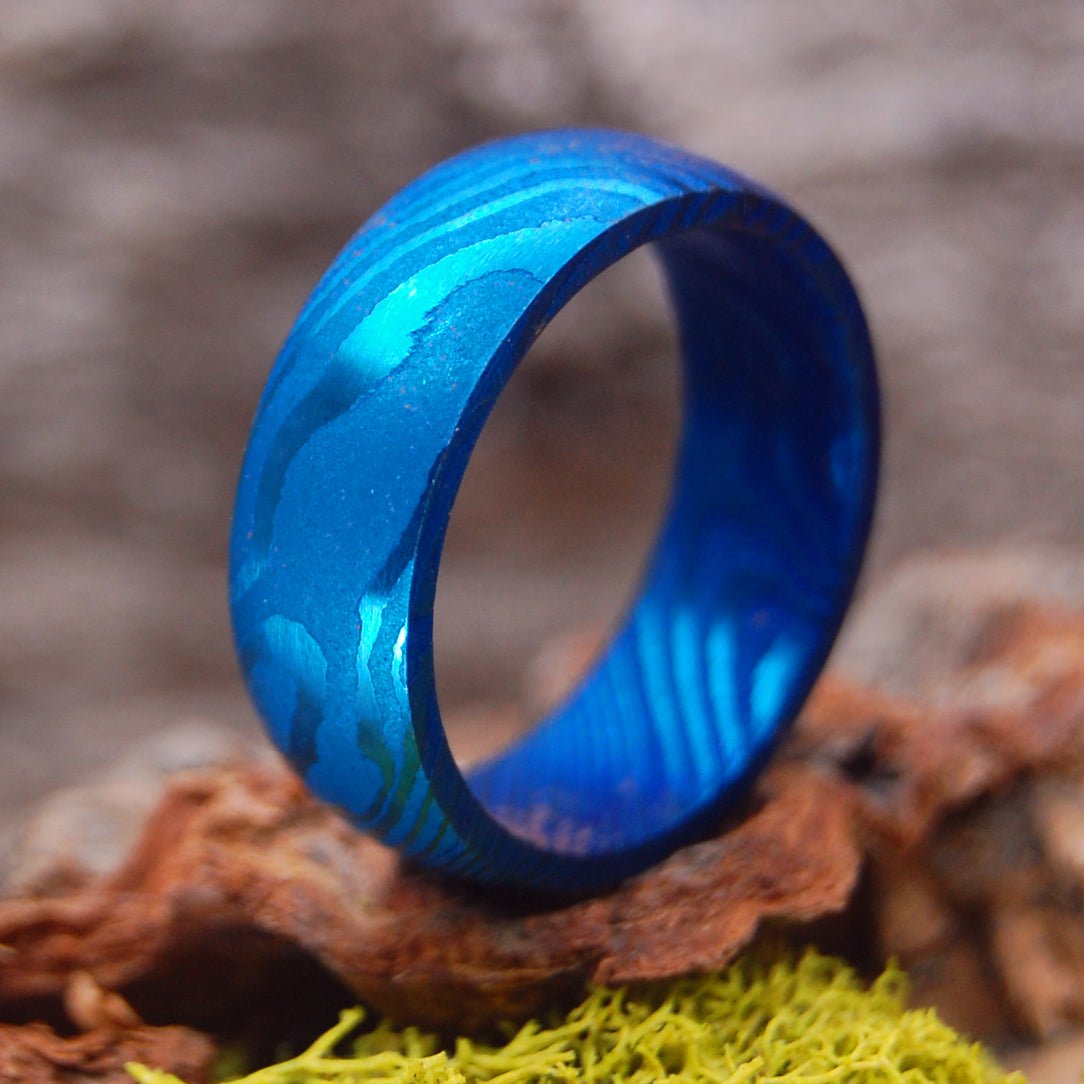 Blue Thunder | Size 11 At 7.9mm | Carbon Steel | Unique Wedding Ring | On Sale - Minter and Richter Designs