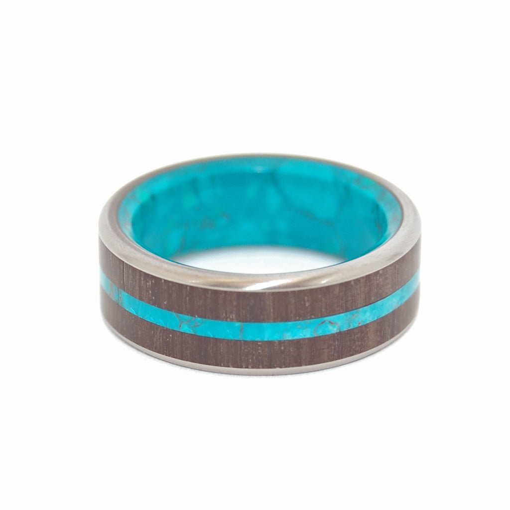 Bog King | Men's Bog Oak, Chrysocolla Stone & Titanium Wedding Ring - Minter and Richter Designs