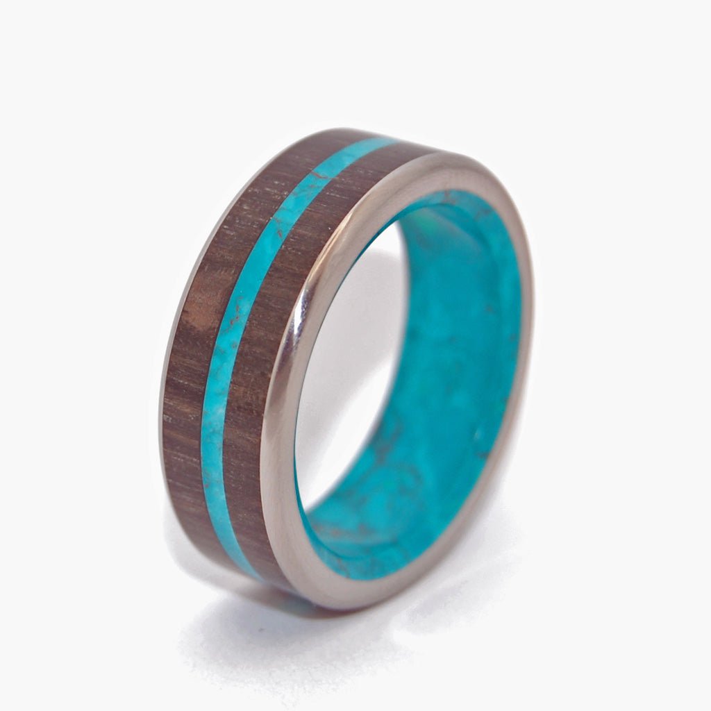 Bog King | Men's Bog Oak, Chrysocolla Stone & Titanium Wedding Ring - Minter and Richter Designs