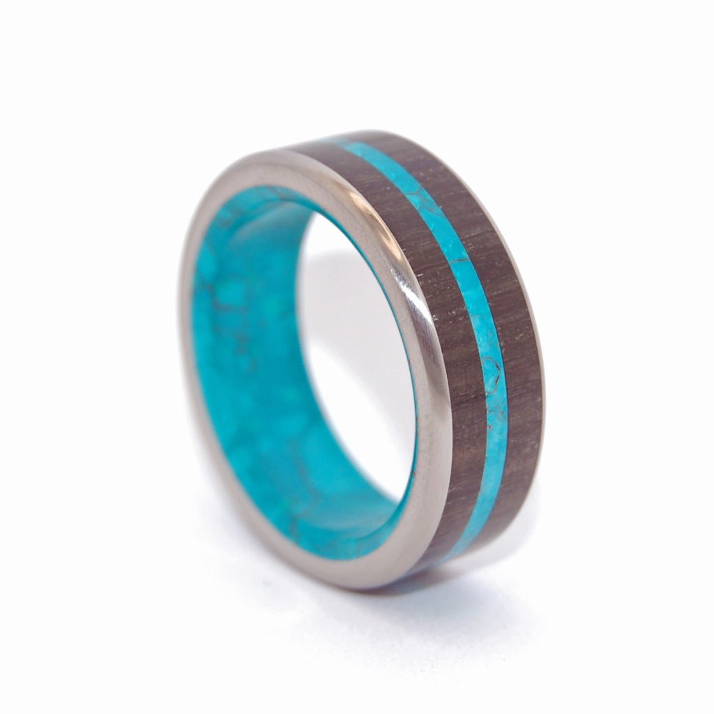 Bog King | Men's Bog Oak, Chrysocolla Stone & Titanium Wedding Ring - Minter and Richter Designs